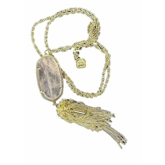 Kendra Scott Rayne Gold Pendant Necklace Mother of Pearl Tassel w/ 20” Chain - Picture 6 of 8